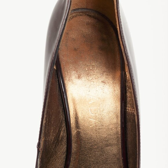 Escada Burgundy Patent-Leather Pointed-Toe Platform Pumps - Picture 8 of 8